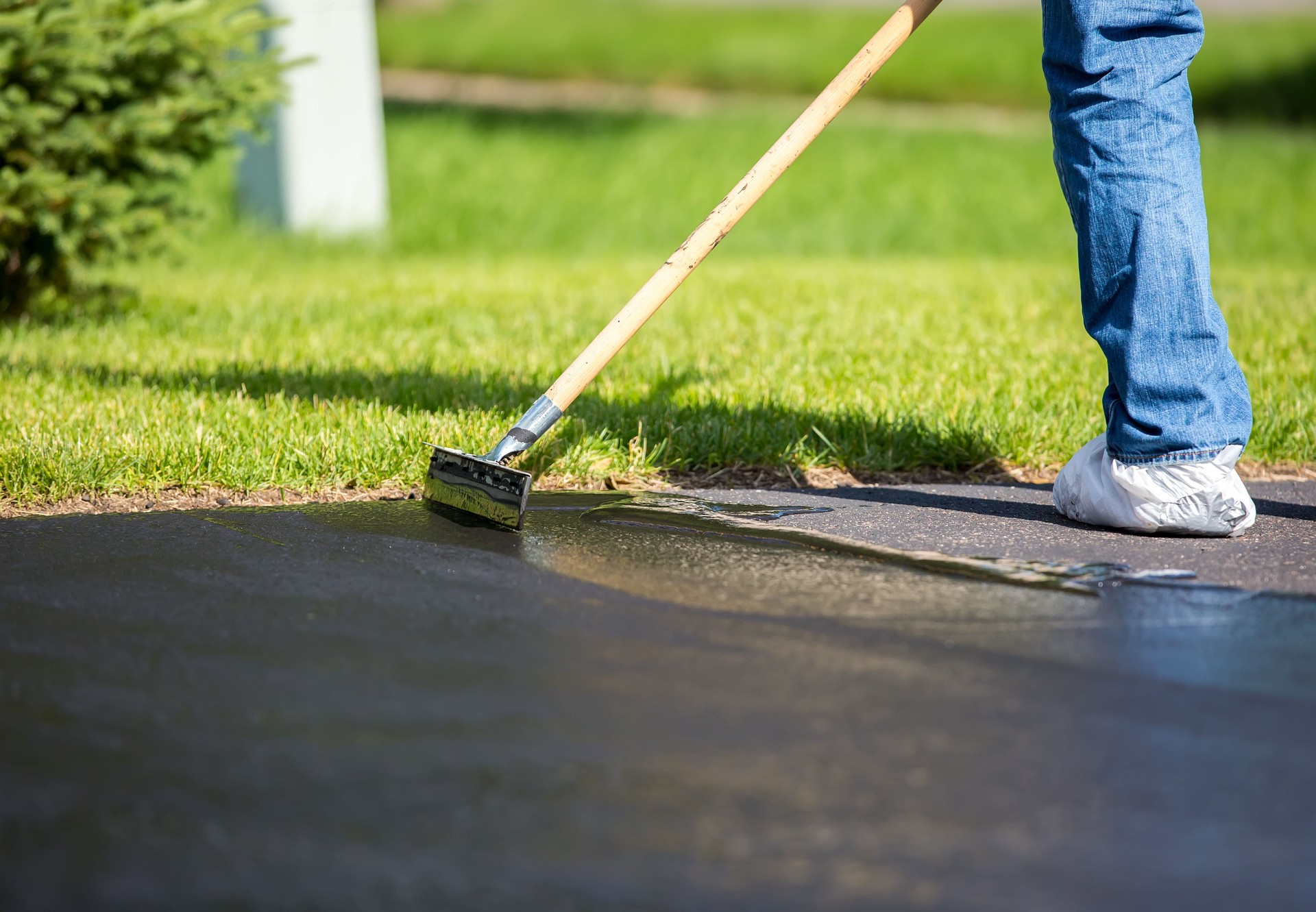 Close-Up of Do it Yourself Driveway Seal Coating
